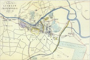 Plan van Lucknow met operaties in 1857-58, uitgegeven door William Mackenzie
